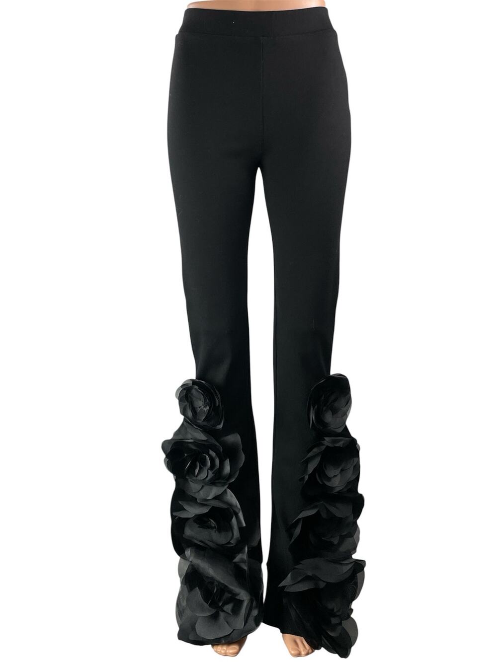 NEW Cynthia Rowley Organza Flower Ponte Knit High Rise Flared Trouser Pants Sz 2